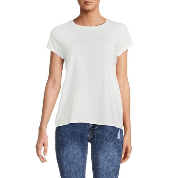 CALVIN KLEIN Women's Logo Tee L #1710-B5 - Picture 1 of 8